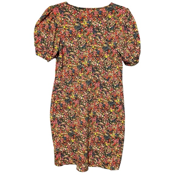 Boden Puff Short Sleeve V-Neckline Floral Lightweight Mini Cotton Dress - Picture 8 of 14